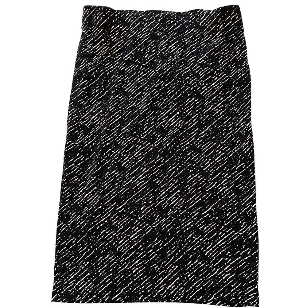 Apt 6 Straight Pencil Stretch Lined Skirt - Black White Geometric - Medium